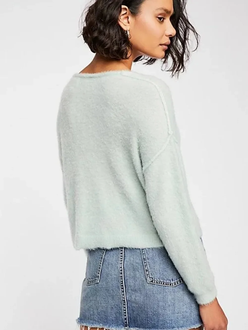 Cozy Free People Cloud Soft Princess V Sweater Cozy Mint Green